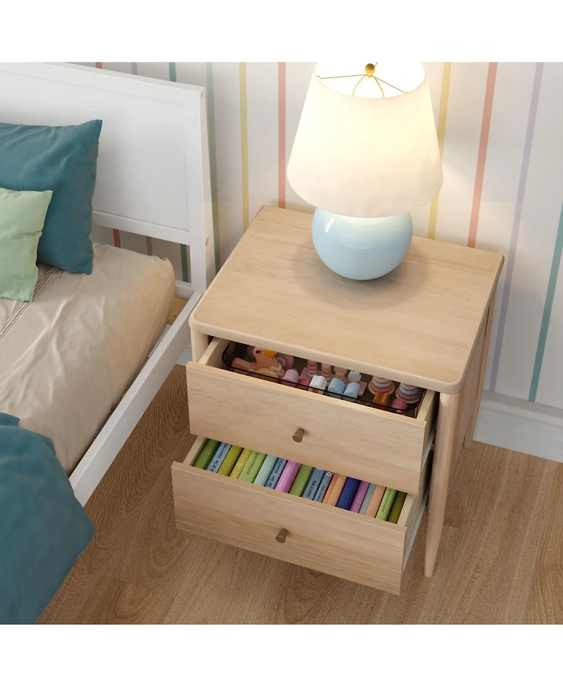 Max & Lily Harbor 2-Drawer Nightstand, Blonde