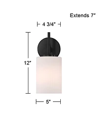 Possini Euro Design Nanni 12" High Modern Wall Sconce Light Lamp Fixture Mount Bathroom Hardwired Milk Glass Shade