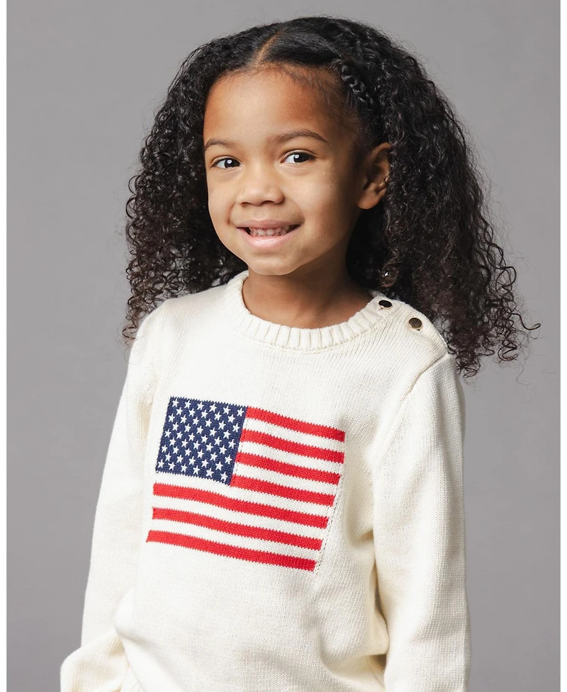 Hope & Henry Girls and Organic Crew Neck Flag Sweater