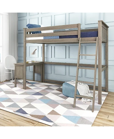 Max & Lily High Loft Bed With Ladder on End and Desk