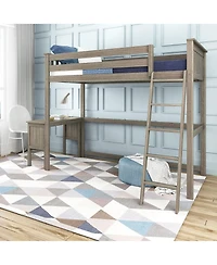 Max & Lily High Loft Bed With Ladder on End and Desk