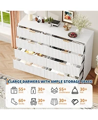 gaomon 8 Drawer Fluted Double Dresser with Metal Handles, Modern Wood Storage Chest for Bedroom Entryway