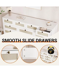 gaomon 12 Drawer Wood Dresser for Bedroom, 61" Wide Storage Cabinet Tv Stand 65" Tv, Chest Living Room