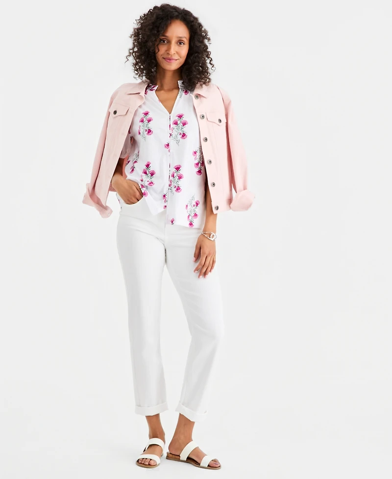 Style & Co Women's Printed Split-Neck Knit Top, Macy's Exclusive