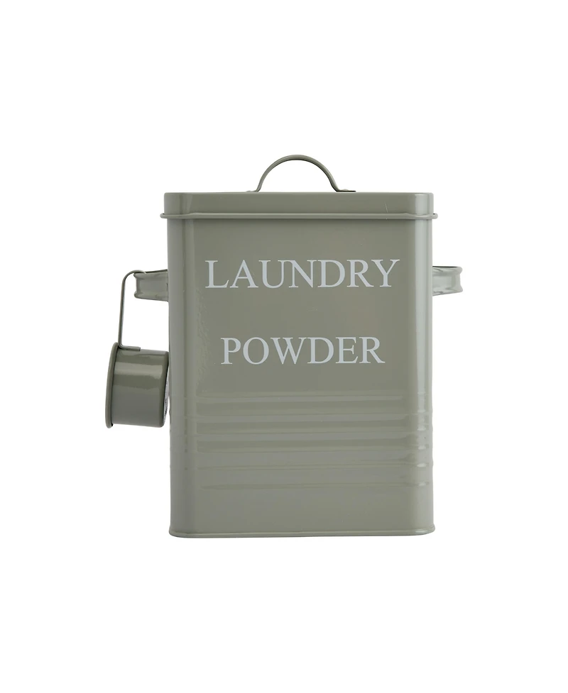 Storied Home Metal Laundry Powder Container with Lid and Scoop, Grey