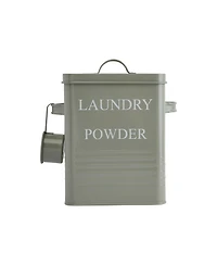 Storied Home Metal Laundry Powder Container with Lid and Scoop, Grey