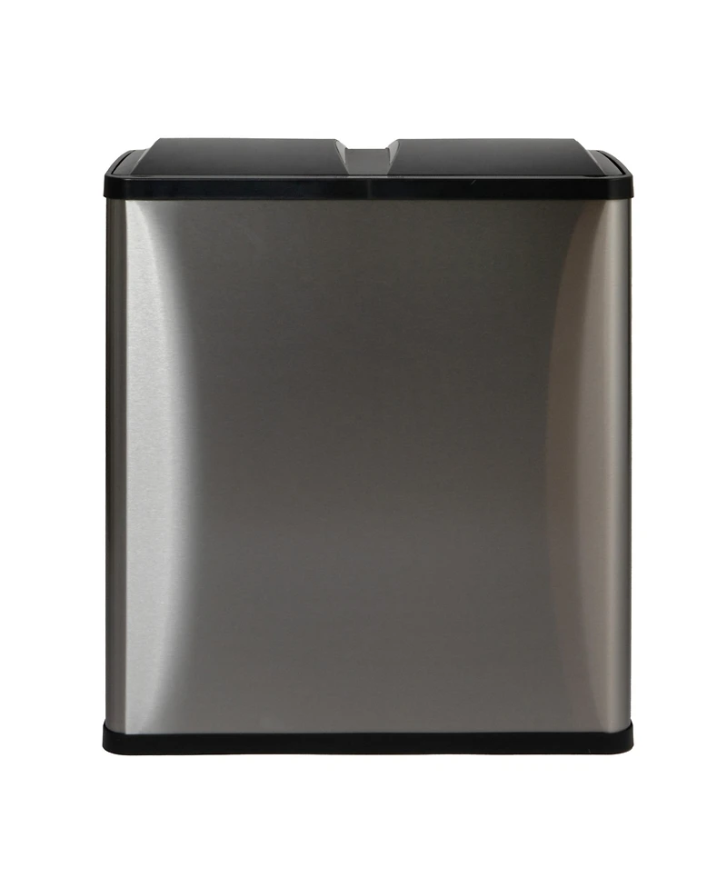 Household Essentials Dual Compartment Trash Can, Touchless with 30 Liter/8 Gallon Bins, Stainless Steel