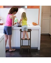 Gouun Rubber Wood 3-Tier Folding Step Stool Ladder with 200 lbs Capacity, 30