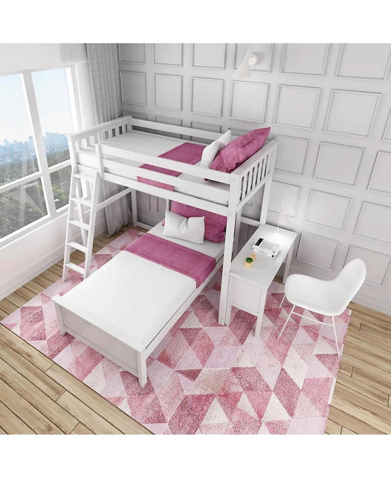 Max & Lily L-Shaped Twin over Bunk Bed with Desk
