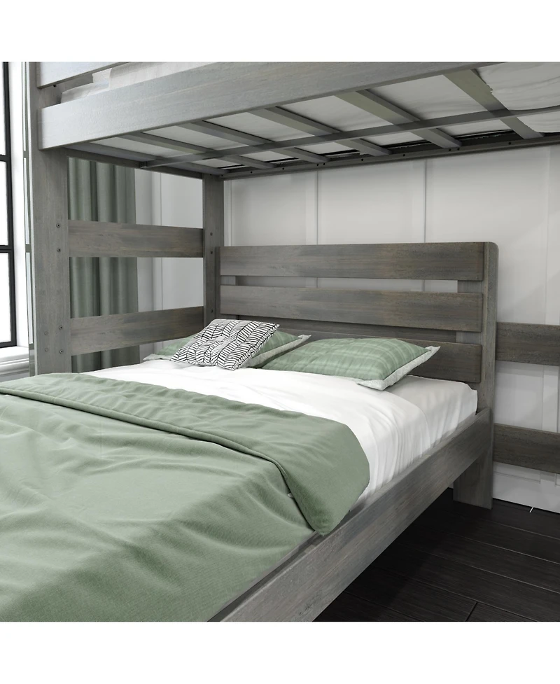 Max & Lily Solid Wood Bunk Bed, L-Shaped Twin over Full Bed Frame for Kids Modern Farmhouse