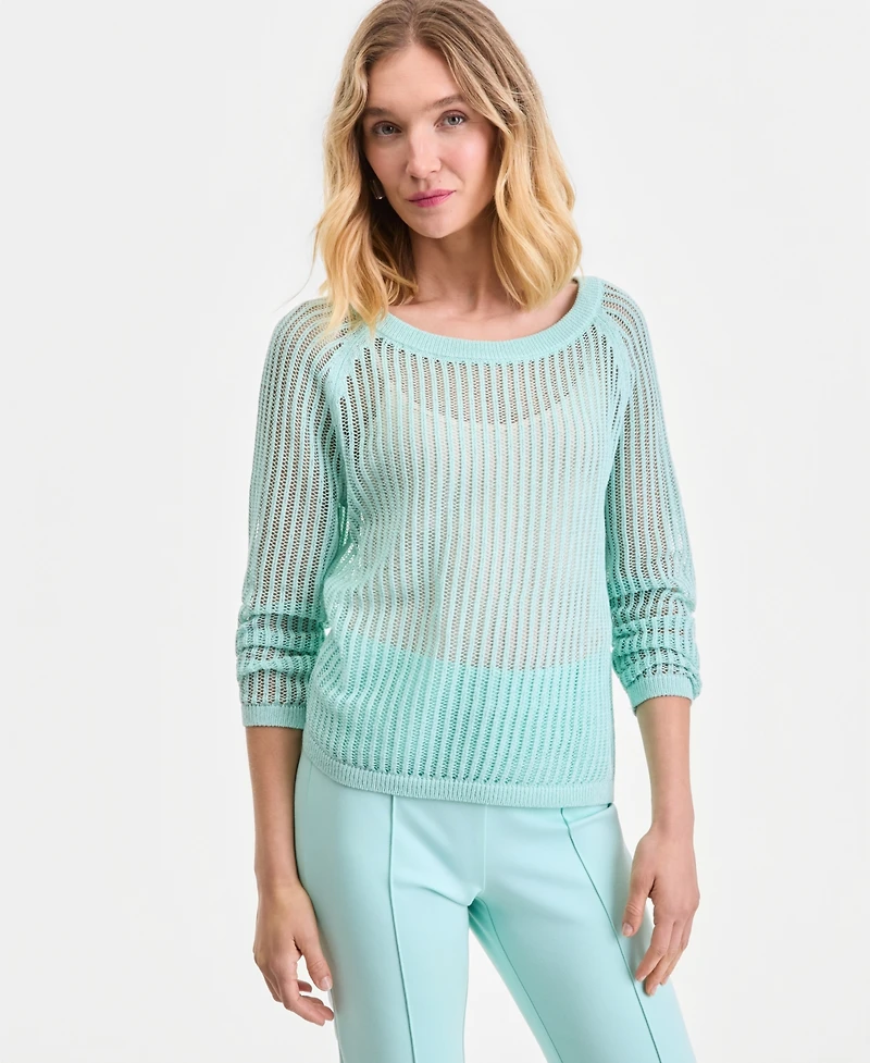 I.n.c. International Concepts Women's Open Weave Boat-Neck Sweater, Macy's Exclusive