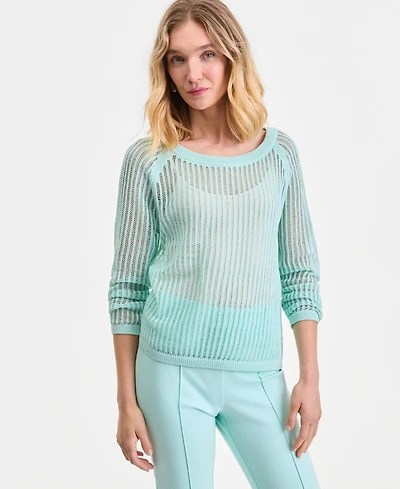 I.n.c. International Concepts Women's Open Weave Boat-Neck Sweater, Macy's Exclusive