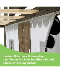 Max & Lily Low Loft With Stairs, Easy Slide and Black White Farmhouse Curtain