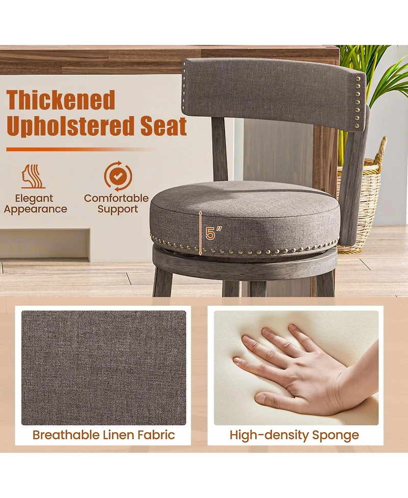 Slickblue 2 Piece Counter Height Swivel Chairs Rubber Wood Frame