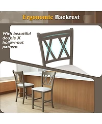 Slickblue Beige Linen Upholstered Bar Stool Set 2 Pack Cross Back Design