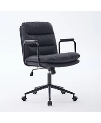 Flynama Mid Back Pu Leather Office Chair, 40degreeRecline Swivel Task Chair