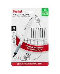 Pentel Floatune Rollerball Pens, 0.8mm, Capped Ink 8-Packs