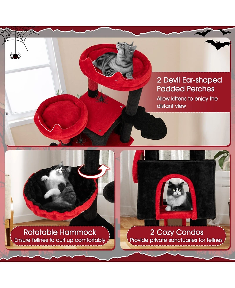 Cozito Cat Tree Large Gothic with Condos and Plush Perches
