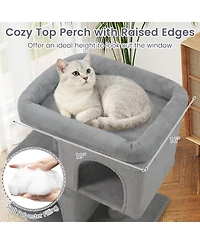 Cozito Cat Tree 24 inch Space-Saving Modern with Perch and 2 Condos