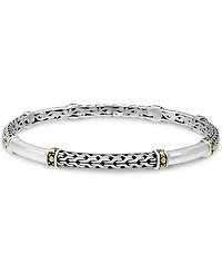 Devata Dragon Bone Slide-on Bangle Bracelet Sterling Silver and 18K Gold Accents