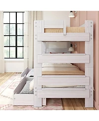 Max and Lily Solid Wood Modern Farmhouse Twin/Twin Bunk Bed with Storage Drawers
