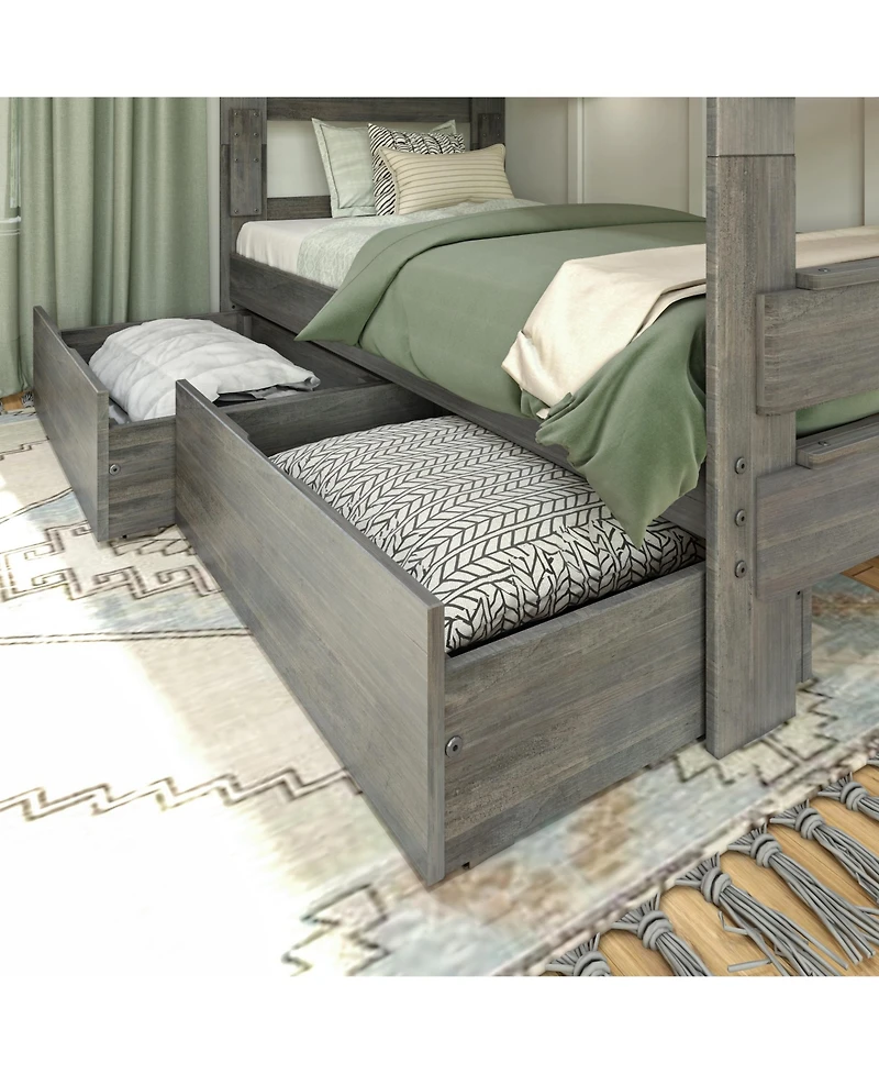 Max and Lily Solid Wood Modern Farmhouse Twin/Twin Bunk Bed with Storage Drawers
