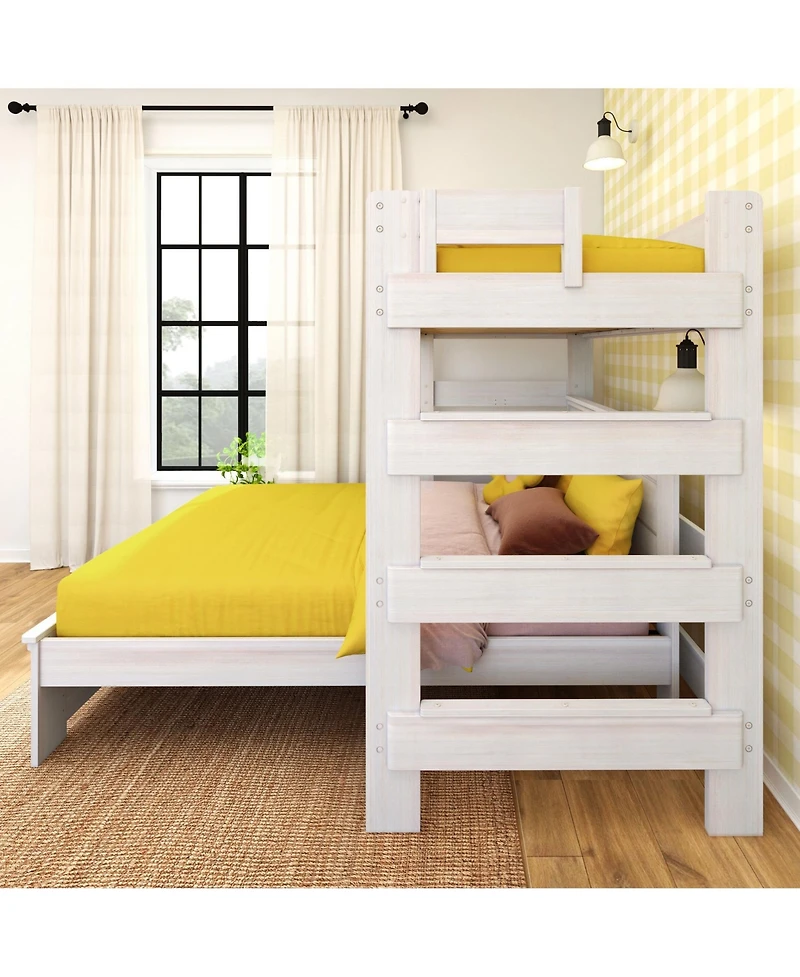Max & Lily Farmhouse Twin Over Panel Queen L-Shaped Bunk Bed