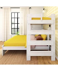 Max & Lily Farmhouse Twin Over Panel Queen L-Shaped Bunk Bed