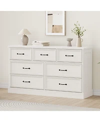 gaomon 7 Drawer Wooden Dresser, 55" Wide Chest with Large Storage for Bedroom or Living Room