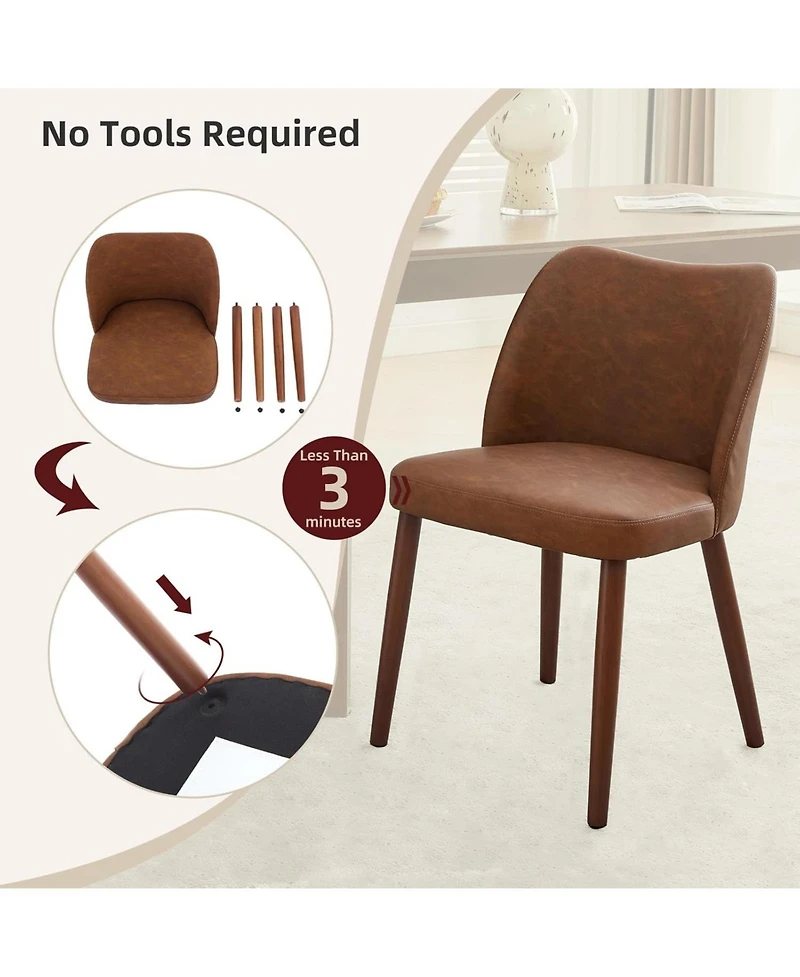 gaomon Dining Chair Set of 6, Linen Upholstered Dining Chair with Solid Wood Legs, Wing Backrest