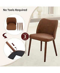 gaomon Dining Chair Set of 6, Linen Upholstered Dining Chair with Solid Wood Legs, Wing Backrest