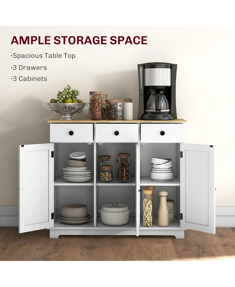 Homcom Buffet Cabinet, Bar Cabinet with 3 Drawers