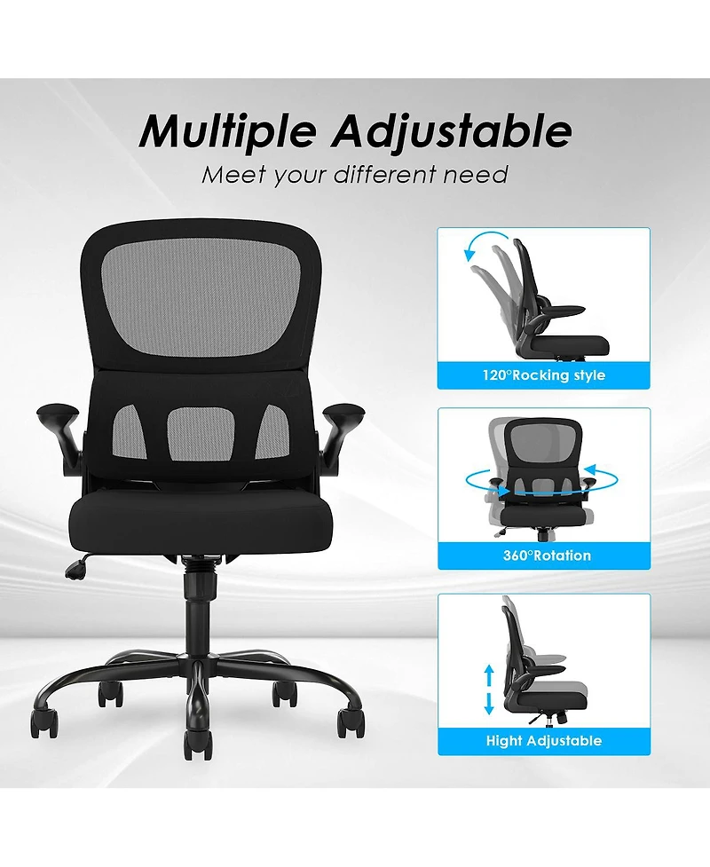 flynama Mesh Ergonomic Office Chair,Flip-Up Armrest Lumbar Chair