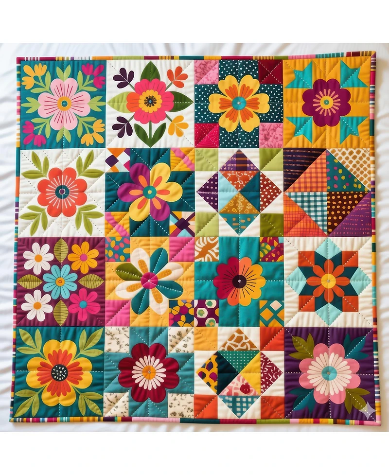 SunsOut Quilted Flowers 500 piece Jigsaw Puzzle for Adults