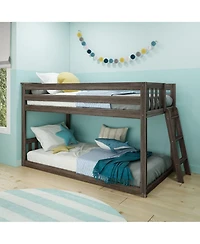 Max & Lily Twin Over Low Bunk Bed With Ladder on End, Pecan