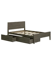 Max & Lily Classic Full-Size Bed with Panel Headboard and Storage Drawers, Pecan