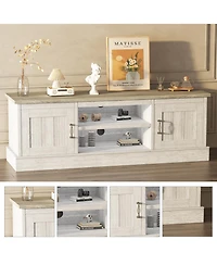 gaomon Farmhouse Tv Stand for TVs, Wood Entertainment Center with Storage Cabinets and Adjustable Shelves