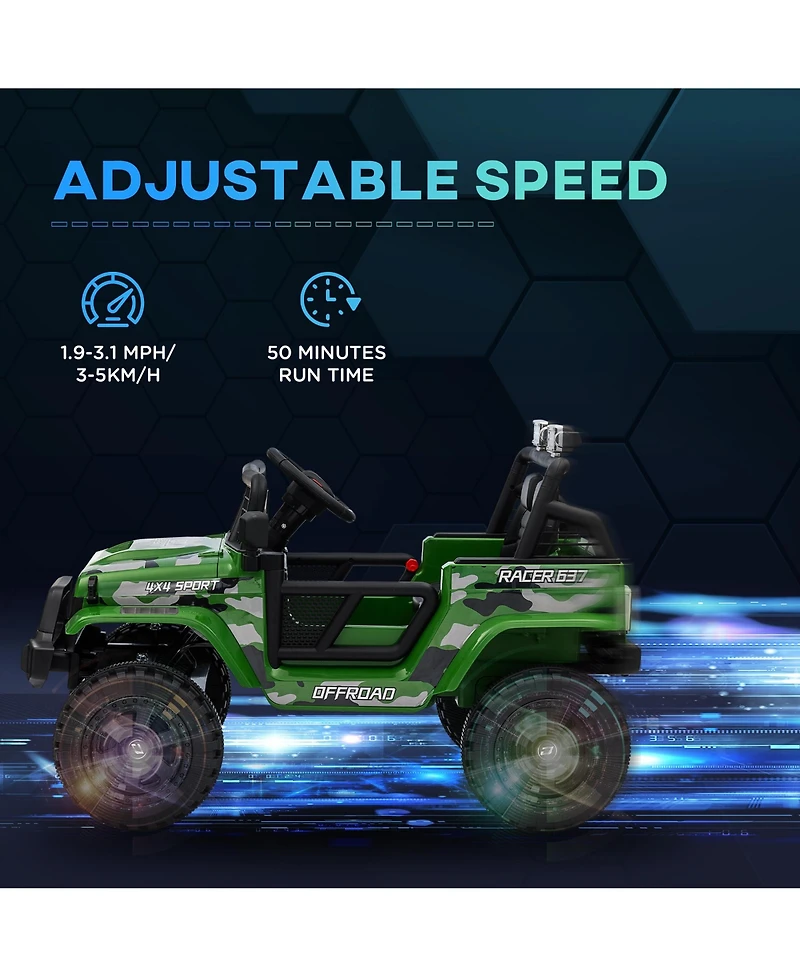 Qaba 12V Ride on Car, Ride on Truck w/ 4 Suspension Wheels,