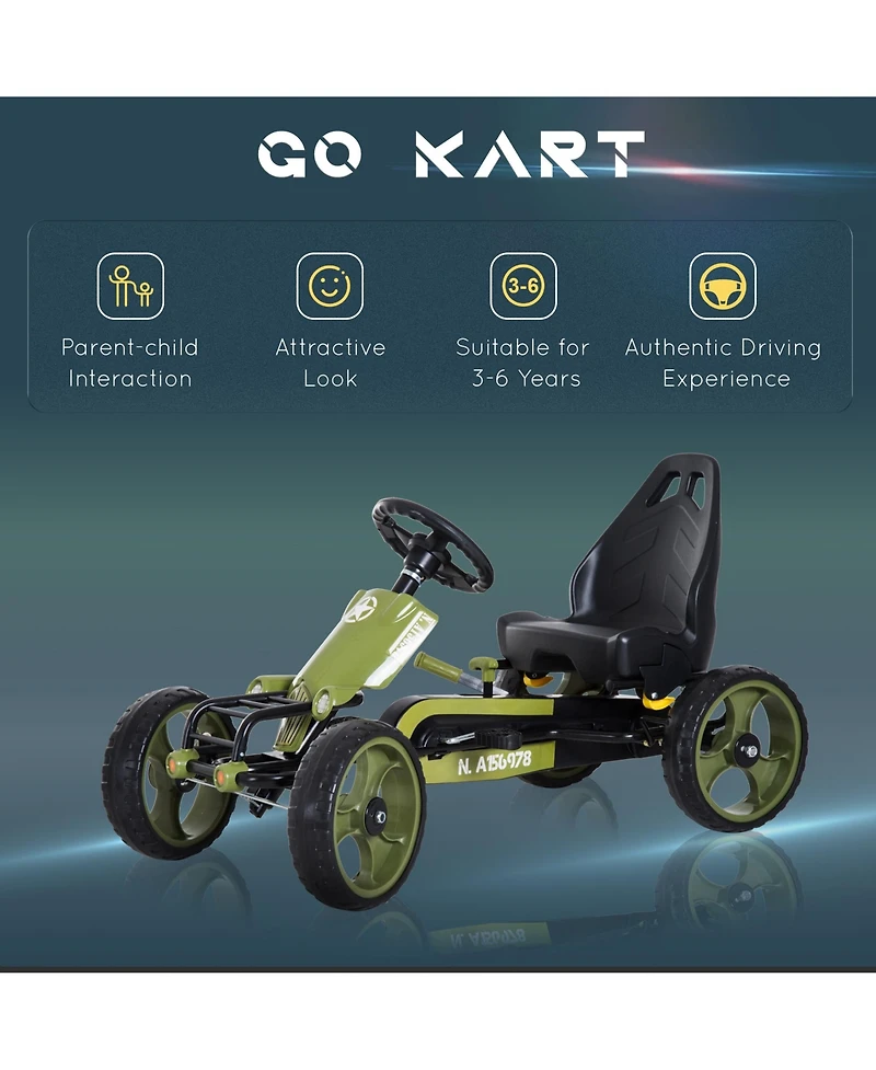 Aosom Go Kart for Kids with Adjustable Seat for 3-6 Years Old,