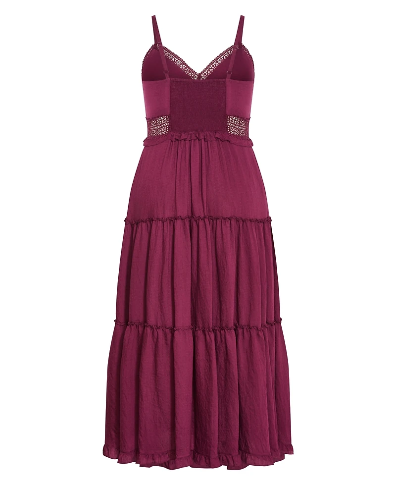 City Chic Women's Ayla Crochet Tier Maxi Dress