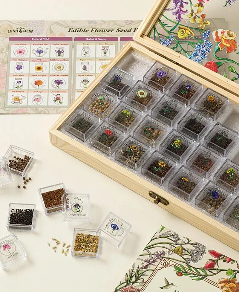 Uncommon Goods Edible Flower Seed Bank and Almanac Gift Set