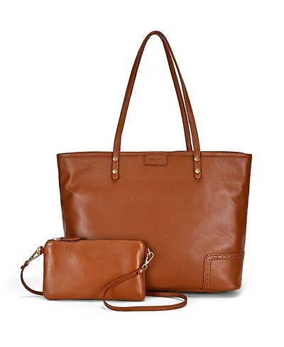 Old Trend Camellia Large Reversible Leather Tote Handbag