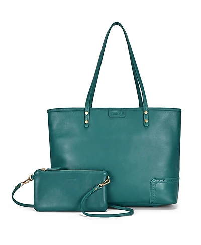 Old Trend Camellia Large Reversible Leather Tote Handbag