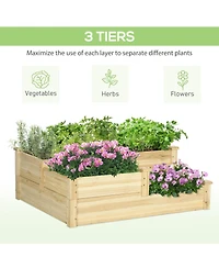 Outsunny 3 Tier Raised Garden Bed, Planter Box for Vegetables Herbs Flowers