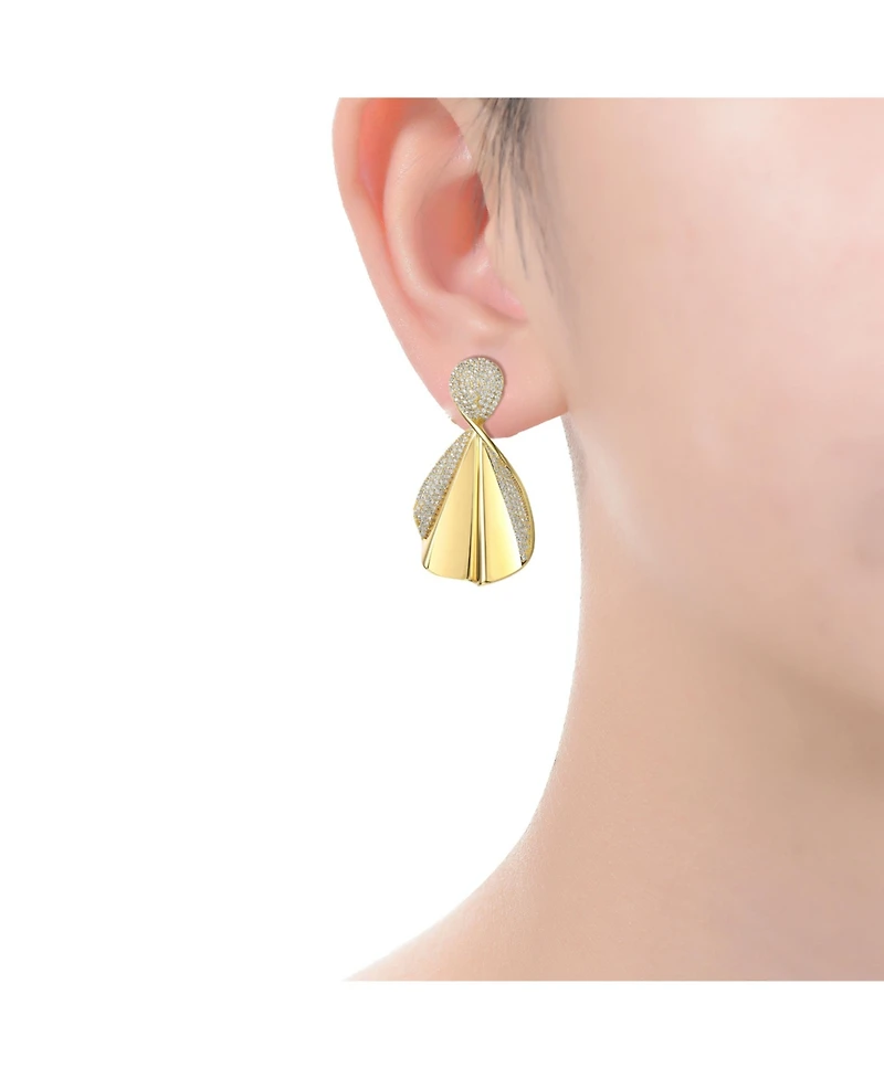 Exquisite 14K Gold-Plated Cubic Zirconia Extra Large Dangle Earrings