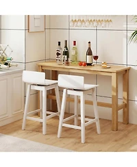 Slickblue Counter Height Swivel Bar Stools Set of 2, Wooden Frame with Low Back and Rubber Wood Legs