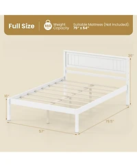 Slickblue Wooden Platform Bed Frame with Headboard and Slat Support
