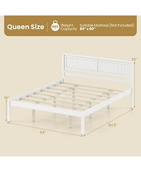 Slickblue Wooden Platform Bed Frame with Headboard and Slat Support