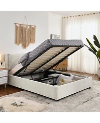 Rainsken Upholstered Platform Bed Frame with Under Bed Storage and Dual Hydraulic System for Kids Teens and Adults