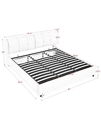Rainsken King Size Upholstered Platform Bed Frame, with Under-Bed Storage and Dual Hydraulic System, Chenille Fabric, for Kids Teens Adults